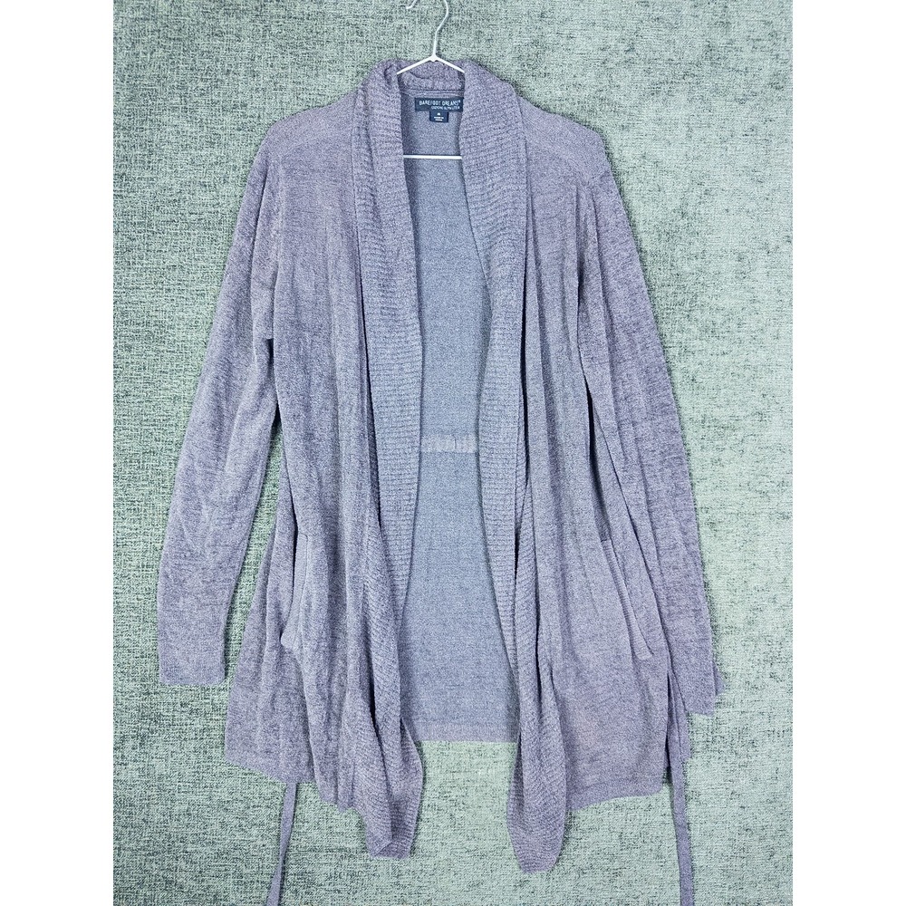 Barefoot‎ Dreams Cozychic Ultra Lite Cardigan Womens M Gray Open Front Knit Soft